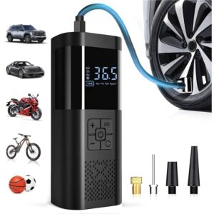 Compressor de Ar Portátil para Pneus 150 PSI – Bomba de Ar Inteligente Sem Fio com Medidor de Pressão, Luz LED e Operação com Um Toque, Inflação 3x Mais Rápida – Ideal para Carros, Motos, Bicicletas e Bolas Esportivas