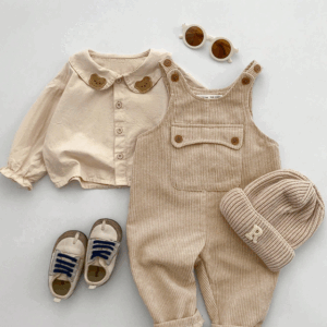 SHEIN Macacão esportivo casual com caimento solto e ombros caídos e bolsos grandes, adequado para bebês meninos e meninas, outono/inverno, uso interno e externo