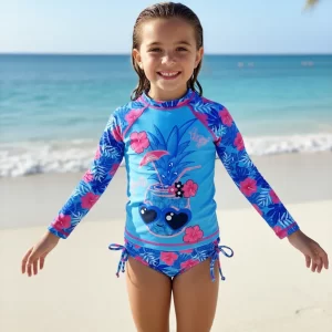 Biquíni Com Blusa Térmica Proteção Uv 50 Infantil 2 Ao 12